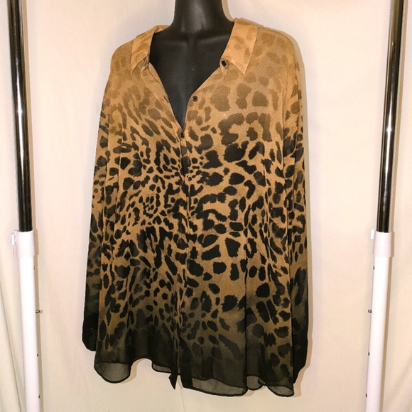 Lane Bryant Tops - Lane Bryant Sheer Animal Print Blouse